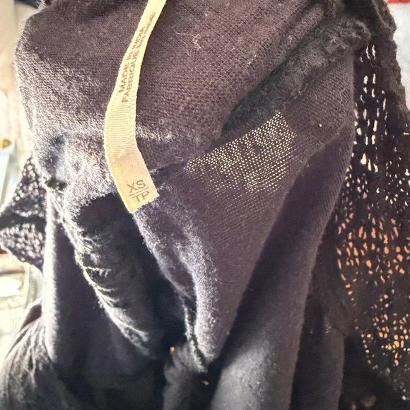 Free People Black Eyelet Peasant Blouse - Picture 2 of 2